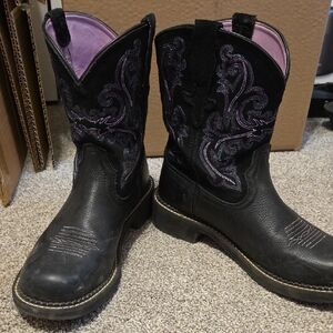 Ariat Black and Purple Combat Boots
